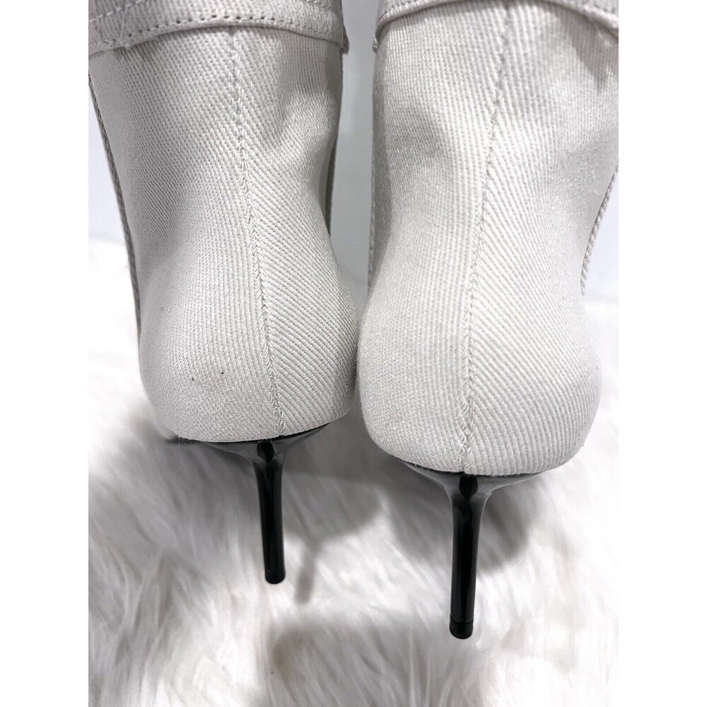 Zara Women Denim High Heel Knee High Pointed Toe Boots Beige Size EU 39 US 8 - Picture 10 of 14
